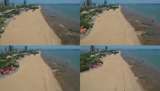 航拍环岛路沙滩景观高清在线视频素材下载