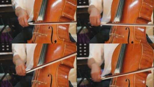 大提琴乐器演奏局部特写高清在线视频素材下载