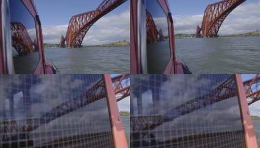 苏格兰东海岸福斯铁路桥检查员乘船前往高清在线视频素材下载