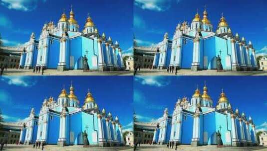 乌克兰基辅的蓝色教堂高清在线视频素材下载
