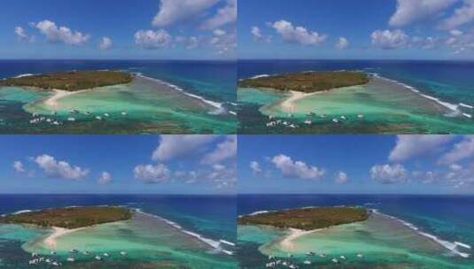 航拍碧海蓝天大海游船海岛风光高清在线视频素材下载