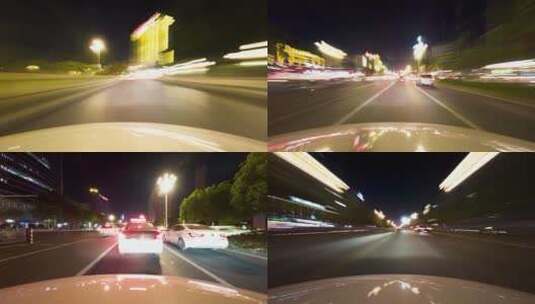夜晚行驶在景德镇道路上延时高清在线视频素材下载