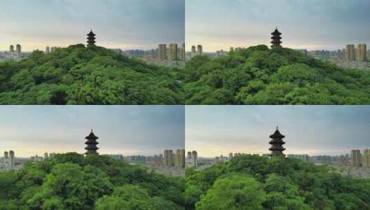 绍兴市蕺山公园文笔塔高清在线视频素材下载