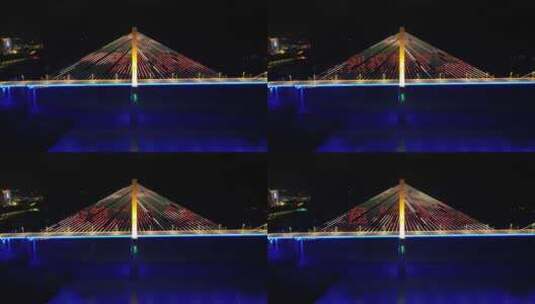 重庆云阳长江大桥城市夜景航拍高清在线视频素材下载