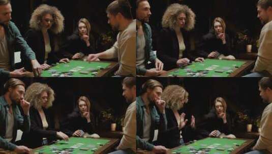 赌客围着桌子赌博高清在线视频素材下载
