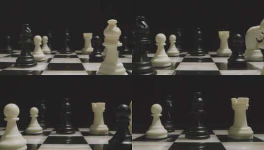 国际象棋棋盘上的棋子特写高清在线视频素材下载