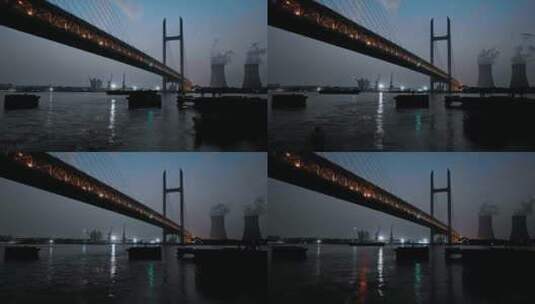 闵浦大桥夜景延时摄影高清在线视频素材下载