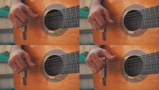 男性手击吉他和弦高清在线视频素材下载