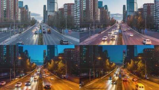 北京CBD京广路日转夜延时高清在线视频素材下载