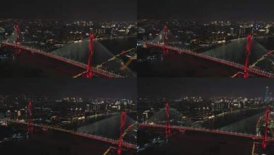 上海杨浦大桥夜景航拍11(旋转)高清在线视频素材下载