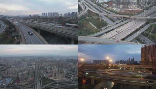 湖南省衡阳市杨柳立交桥航拍4k合集高清在线视频素材下载