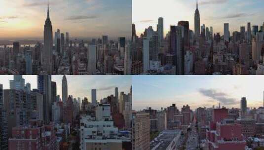 城市航拍纽约帝国大厦摩天大楼城市建筑高楼高清在线视频素材下载