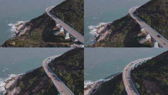 航拍东山岛苏峰山沿海公路高清在线视频素材下载