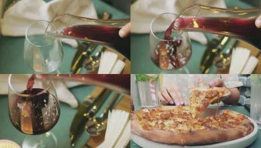 商务西餐红酒披萨4k高清在线视频素材下载