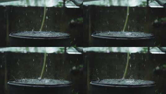 雨水水滴大缸中国风视频高清在线视频素材下载