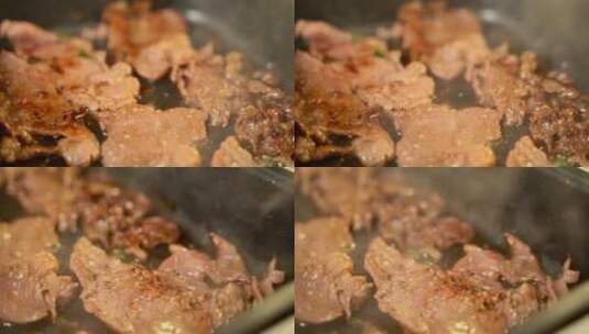美食韩式烤肉慢动作高清在线视频素材下载