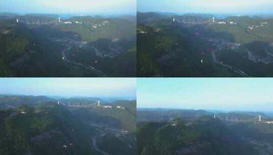 4K航拍吉首矮寨大桥滑翔伞高清在线视频素材下载