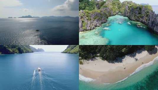 菲律宾巴拉望爱妮岛跳岛航拍高清在线视频素材下载
