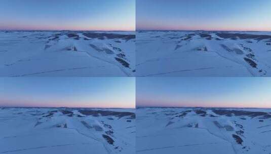 航拍内蒙古雪域雪原日落高清在线视频素材下载
