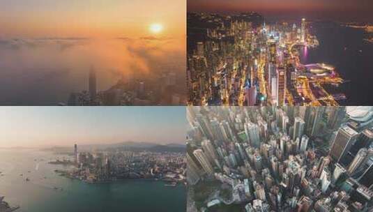 4K合集-香港航拍白天夜景高清在线视频素材下载