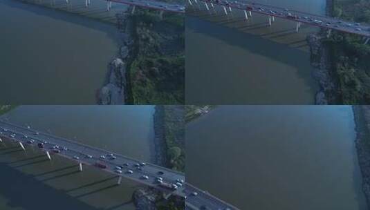 武汉洪山白沙洲长江大桥航拍高清在线视频素材下载