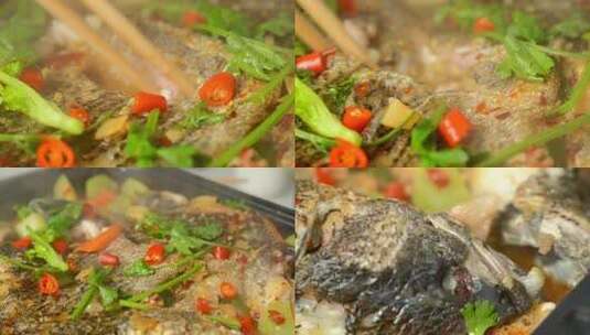 四川美食烤鱼特写镜头4K高清在线视频素材下载