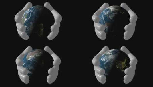 手握旋转地球，Alpha通道，独家，3D高清在线视频素材下载
