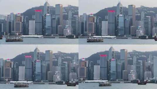 香港维多利亚湾中环景色高清在线视频素材下载