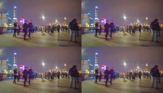 上海外滩游客在游玩拍照延时摄影视频素材高清在线视频素材下载