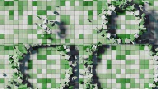 方形马赛克瓷砖抽象白绿墙高清在线视频素材下载