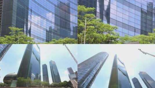 广州珠江城写字楼玻璃窗高清在线视频素材下载