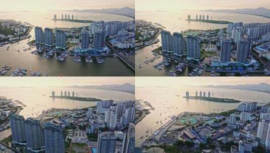 海南三亚湾度假区凤凰岛 游艇码头中心高清在线视频素材下载