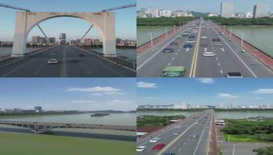 大桥 航拍 地标  柳州  城市风光高清在线视频素材下载