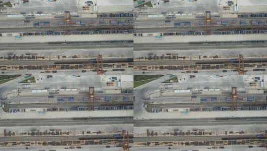 交通运输高铁高架桥交通火车站航拍高清在线视频素材下载
