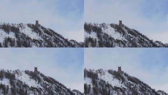 冬季喀纳斯河流晨雾雪山森林冰河观鱼台雪景高清在线视频素材下载