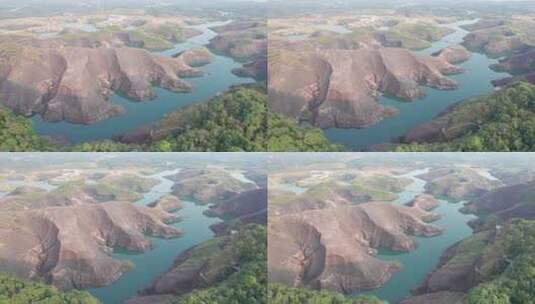 中国航拍湖南郴州高椅岭丹霞地貌高清在线视频素材下载