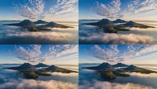 【4K高清】唯美山峰海岸线航拍高清在线视频素材下载