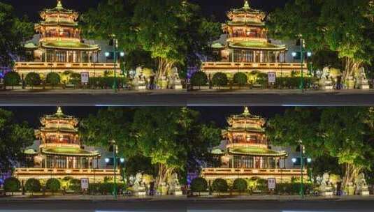 揭阳进贤门延时 揭阳夜景 进贤门夜景高清在线视频素材下载