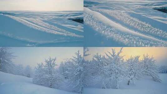 冬日晨光 雪地闪耀 冰雪世界纯净高清在线视频素材下载