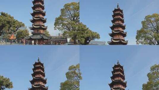 上海徐汇龙华寺龙华塔寺庙中式建筑高清在线视频素材下载