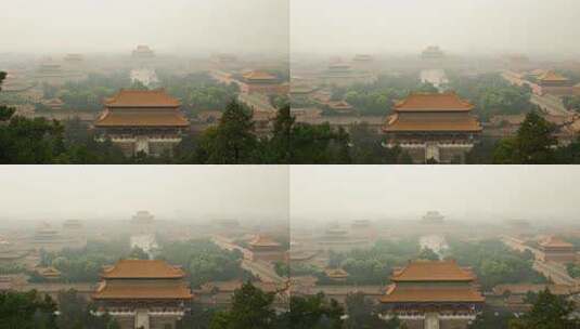 夏天绿树包围的紫禁城风景高清在线视频素材下载