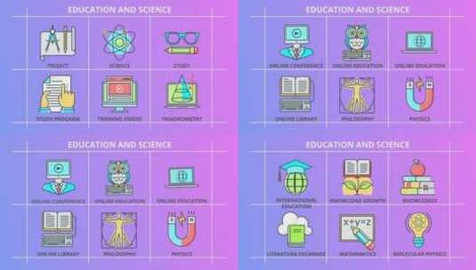 简约扁平化教育与科学-30个动画图标AE模板高清AE视频素材下载