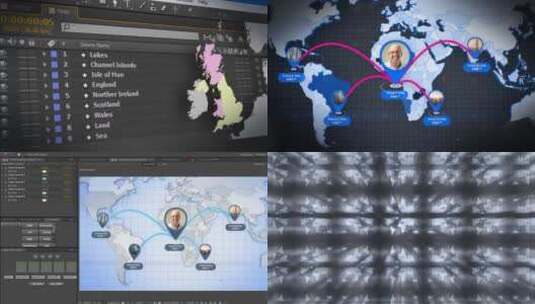 动感新潮英国地图信息展示片场AE模板高清AE视频素材下载