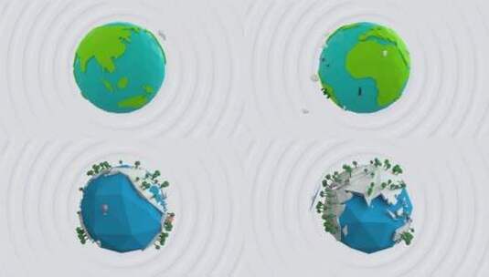 4K 低多边形地球动画 C4D+AE高清AE视频素材下载