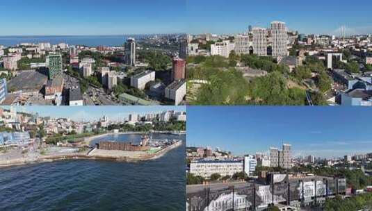 俄罗斯海参崴航拍空镜高清在线视频素材下载