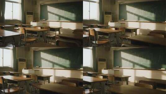 怀旧教室课桌唯美光影青春回忆动画高清在线视频素材下载