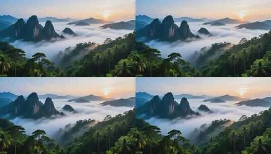 海南五指山热带雨林国家森林公园日出云海高清在线视频素材下载