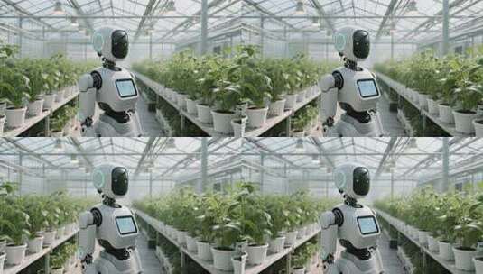 温室大棚内的科技机器人高清在线视频素材下载