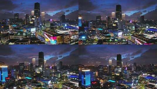 上海徐汇滨江西岸艺术中心CBD夜景航拍高清在线视频素材下载