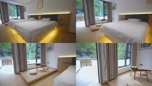 现代风格酒店卧室室内场景高清在线视频素材下载